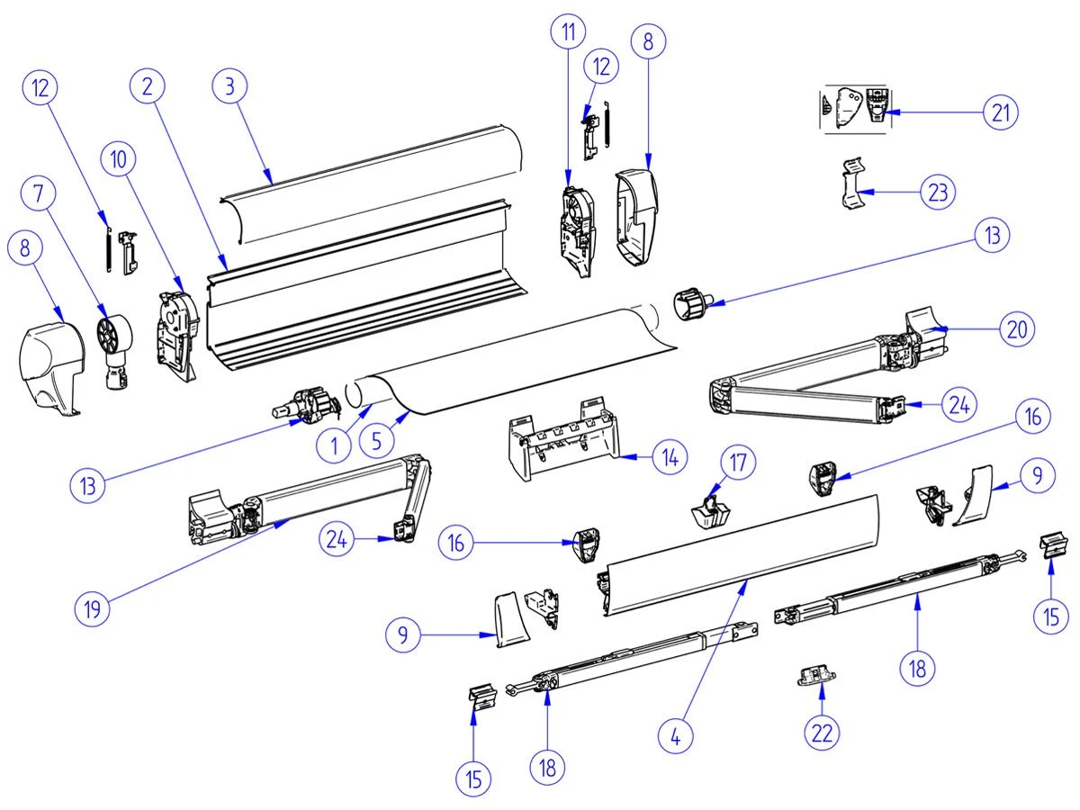 Thule Omnistor Set Eindkappen Cassette 5003 Aluminium 2 Thule Omnistor Set Eindkappen Cassette 5003 Aluminium - Afbeelding 2
